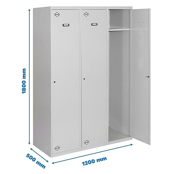 Simonrack Simonlocker Taquilla DIY Single Inicial Desmontada (L x An x Al: 50 x 120 x 180 cm, Número de puertas: 3 ud.) | BAUHAUS