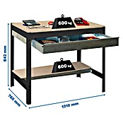Simonrack Simonwork Banco de trabajo BT0 Box (L x An: 76 x 121 cm, Altura de trabajo: 84,2 cm, Carga soportada: 1.200 kg, Antracita/Madera) | BAUHAUS