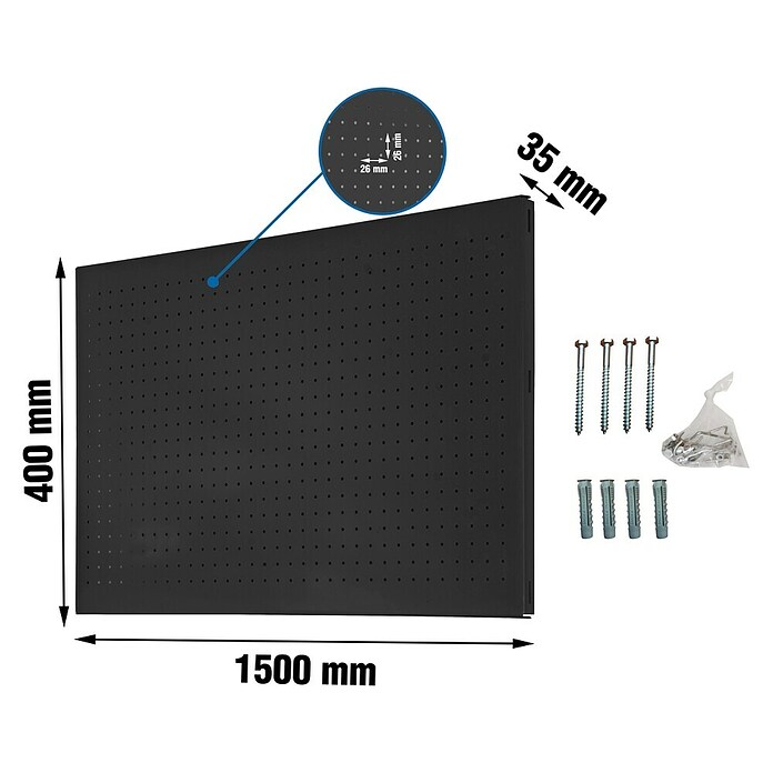 Simonrack Panelclick Panel perforado con 8 ganchos (An x L: 40 x 150 cm, Antracita) | BAUHAUS