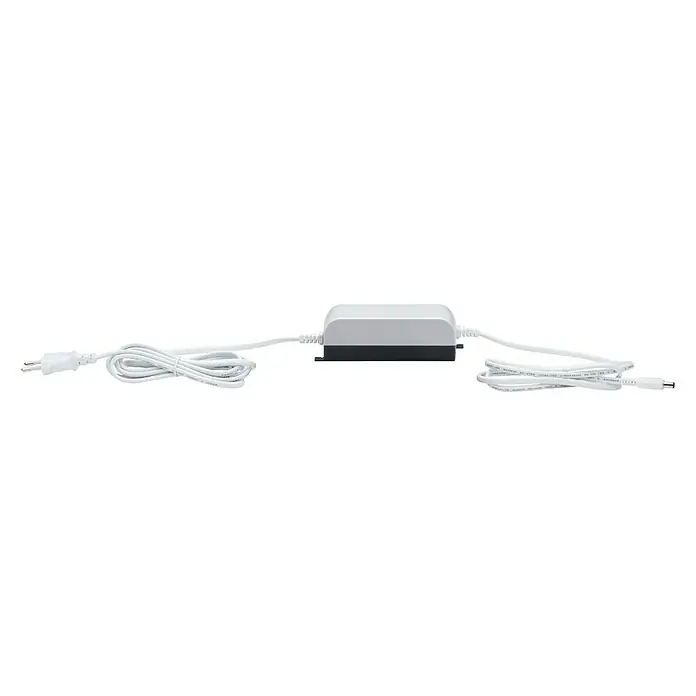 Paulmann YourLED Bobina de reactancia - 48 W - La imagen muestra un adaptador de corriente con cables, que consta de un adaptador blanco con base negra y cables de conexión blancos.