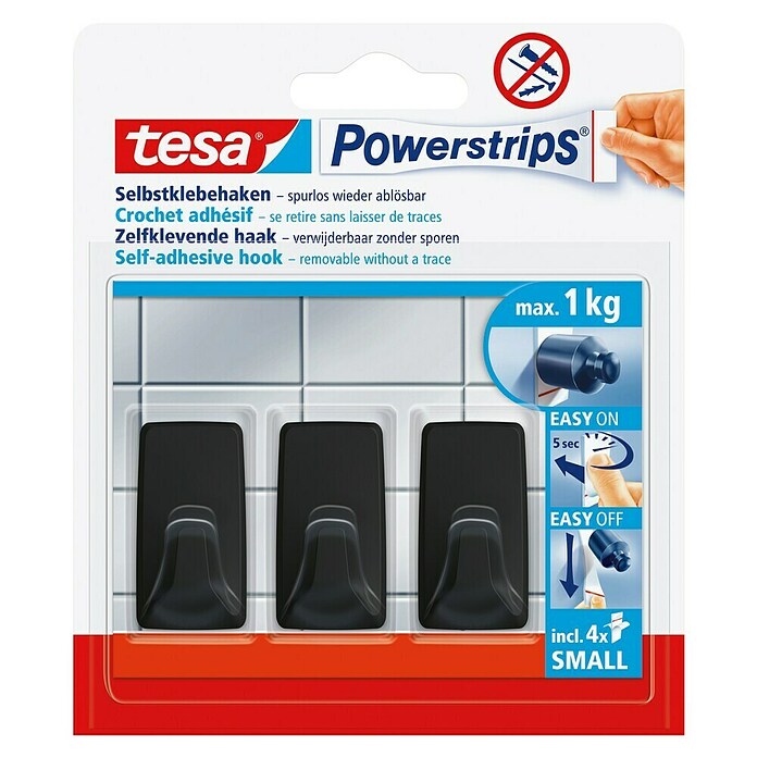 Tesa Powerstrips Samoljepljivi držač  (Kutno, Veličina: S, 3 Kom.) | BAUHAUS