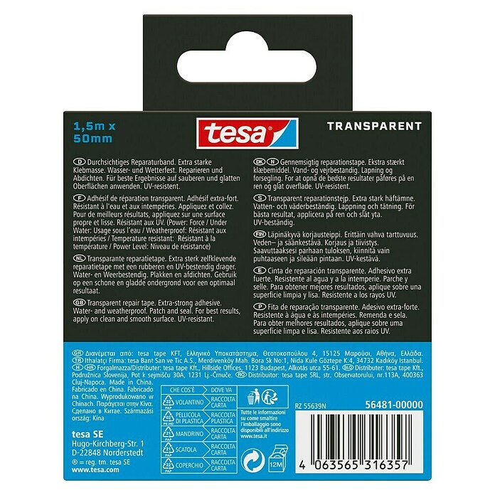 Tesa Ultra Power Reparaturband Under Water (1,5 m x 50 mm, Transparent) | BAUHAUS