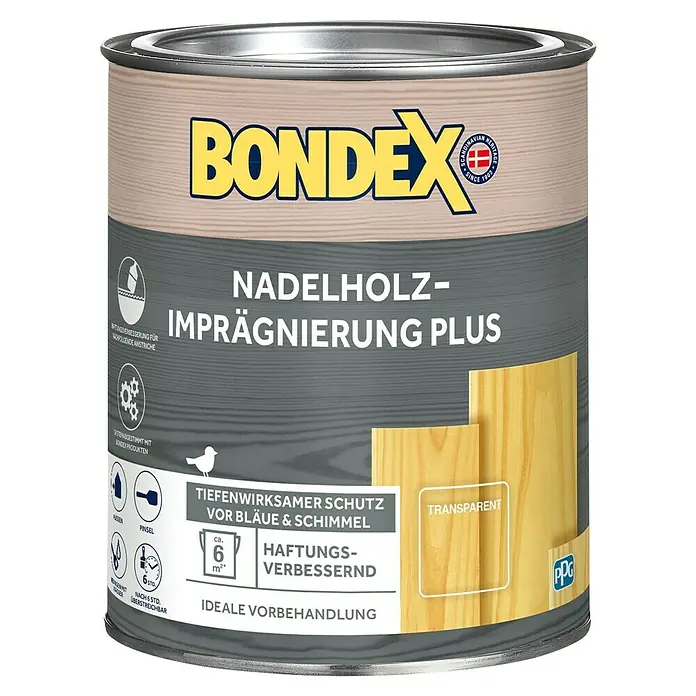 Bondex Imprägnierung Nadelholz-Imprägnierung Plus - Farblos, 750 ml - Dose Bondex Nadelholz-Imprägnierung Plus, transparent, für Tiefenwirksamen Schutz vor Bläue und Schimmel und zur Verbesserung der Haftung.