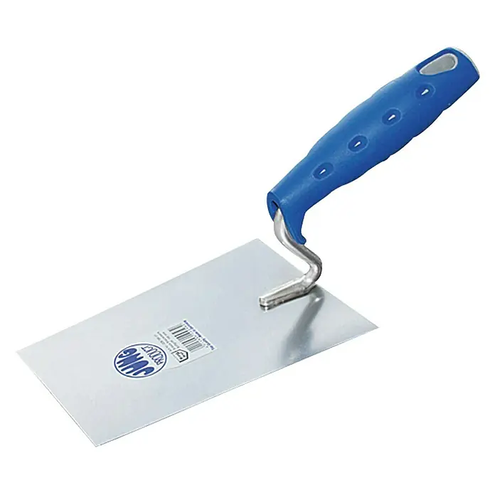 Jung Product Maurerkelle - 180 mm, Qualitätsstahl rostfrei - Glättkelle mit blauem Griff für Putz- und Maurerarbeiten. Perfekt für den professionellen Einsatz und präzise Ergebnisse beim Verputzen.