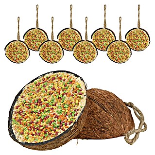 Dobar Wildvogelfutter gefüllte Kokosnusshälfen (10 Stück zu je 200g, Mit Kordel)