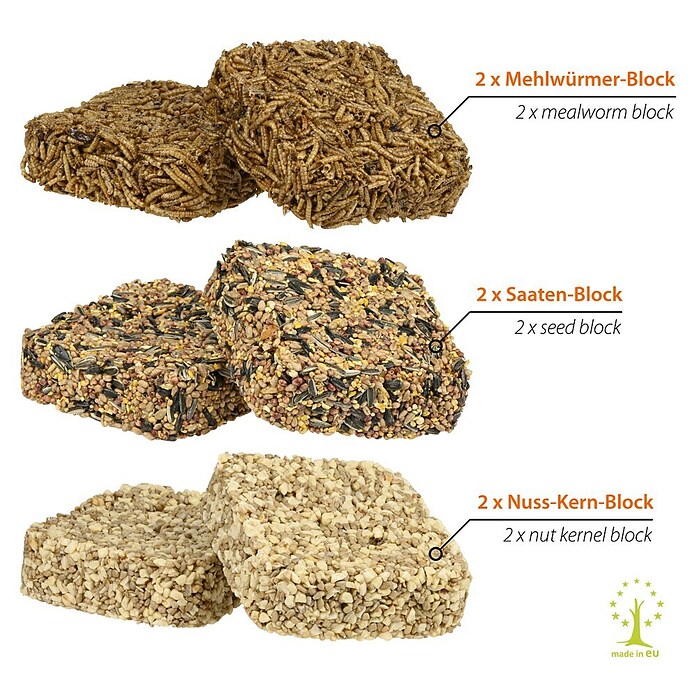 Dobar Wildvogelfutter Set (6 Stück Futterblöcke zu je 250g, Wildvögel) | BAUHAUS