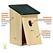 Dobar Nistkasten für Gartenrotschwanz (L x B x H: 14 x 18,5 x 27,7 cm, Natur, Grün, Holz) | BAUHAUS