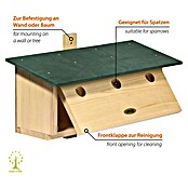 Dobar Nistkasten für Spatzen (L x B x H: 50 x 22 x 30 cm, Natur, Grün, Holz) | BAUHAUS