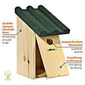 Dobar Nistkasten für Meisen (14 x 18,5 x 27,7 cm, Holz, Natur, Grün) | BAUHAUS