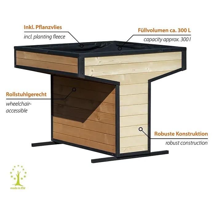 Dobar Hochbeet Wheely - L x B x H: 112 x 112 x 94 cm, Holz, Braun/Schwarz - Der erhöhte Pflanzkasten aus Holz und Metall bietet eine stilvolle Möglichkeit, Pflanzen im Garten oder auf der Terrasse anzubauen.