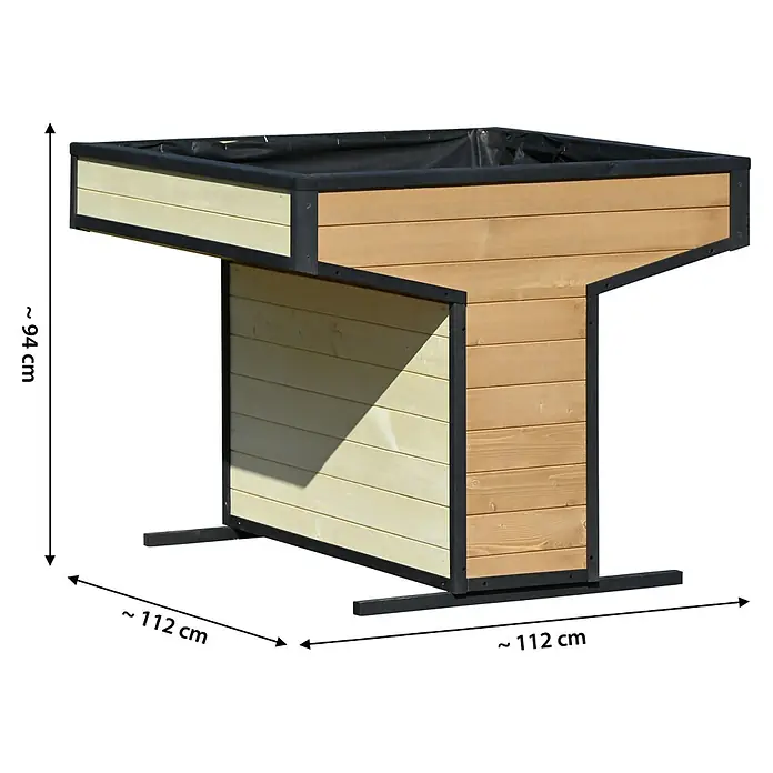 Dobar Hochbeet Wheely - L x B x H: 112 x 112 x 94 cm, Holz, Braun/Schwarz - Attraktiver, erhöhter Pflanzkasten aus Holz mit modernem Design. Ideal für Garten, Balkon oder Terrasse.