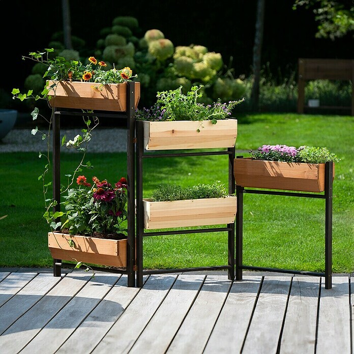Dobar Hochbeet Flexi (L x B x H: 165 x 18 x 105 cm, Holz, Schwarz, Braun, Natur) | BAUHAUS