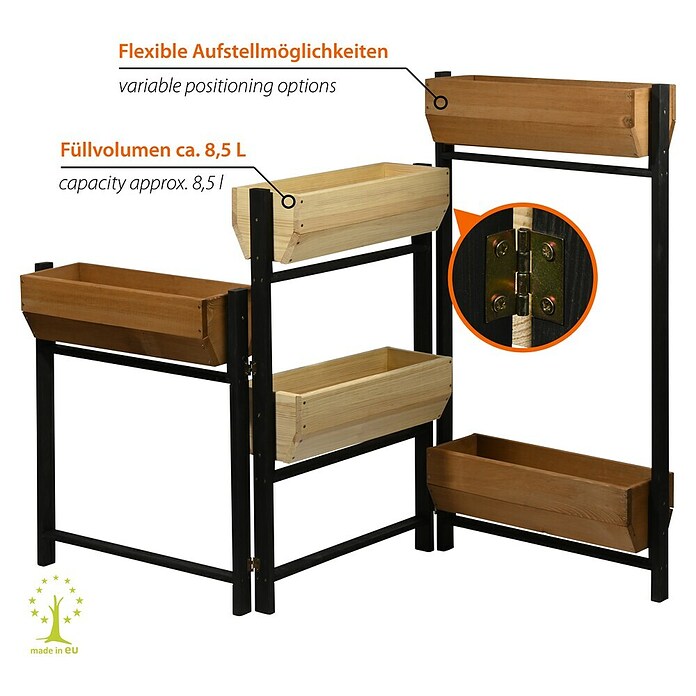 Dobar Hochbeet Flexi (L x B x H: 165 x 18 x 105 cm, Holz, Schwarz, Braun, Natur) | BAUHAUS