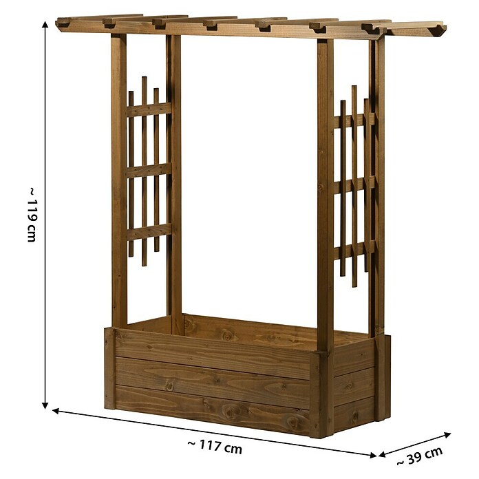 Dobar Pflanzkasten Pergola (Außenmaß (L x B x H): 117 x 39 x 119 cm, Holz, Dunkelbraun) | BAUHAUS