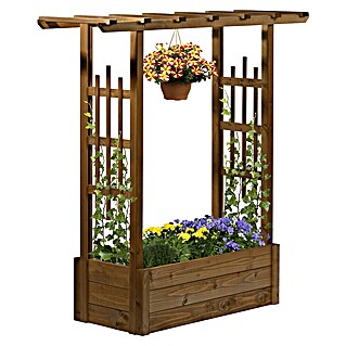 Dobar Pflanzkasten Pergola (Außenmaß (L x B x H): 117 x 39 x 119 cm, Holz, Dunkelbraun)