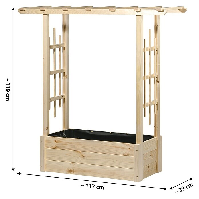 Dobar Pflanzkasten Pergola (Außenmaß (L x B x H): 117 x 39 x 119 cm, Holz, Hellbraun) | BAUHAUS