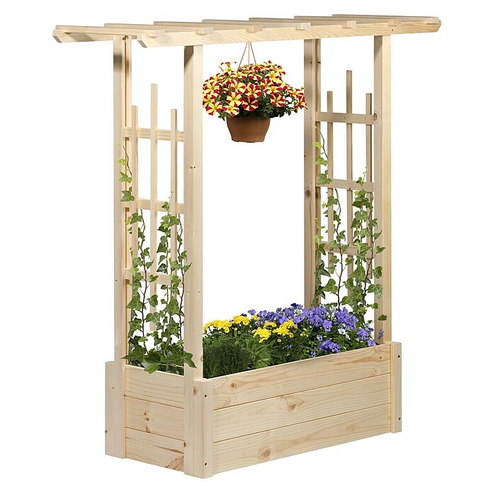 Dobar Pflanzkasten Pergola (Außenmaß (L x B x H): 117 x 39 x 119 cm, Holz, Hellbraun) | BAUHAUS