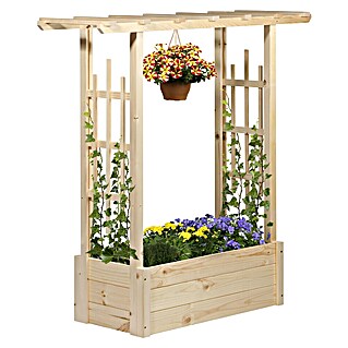 Dobar Pflanzkasten Pergola (Außenmaß (L x B x H): 117 x 39 x 119 cm, Holz, Hellbraun)