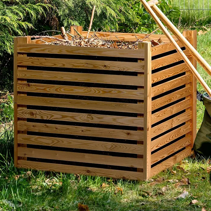 Dobar Komposter Semi - 350 l, 76 x 76 x 73 cm - Kompostbehälter aus Holz im Garten. Enthält Gartenabfälle und ist eine nachhaltige Lösung für die Abfallverwertung.