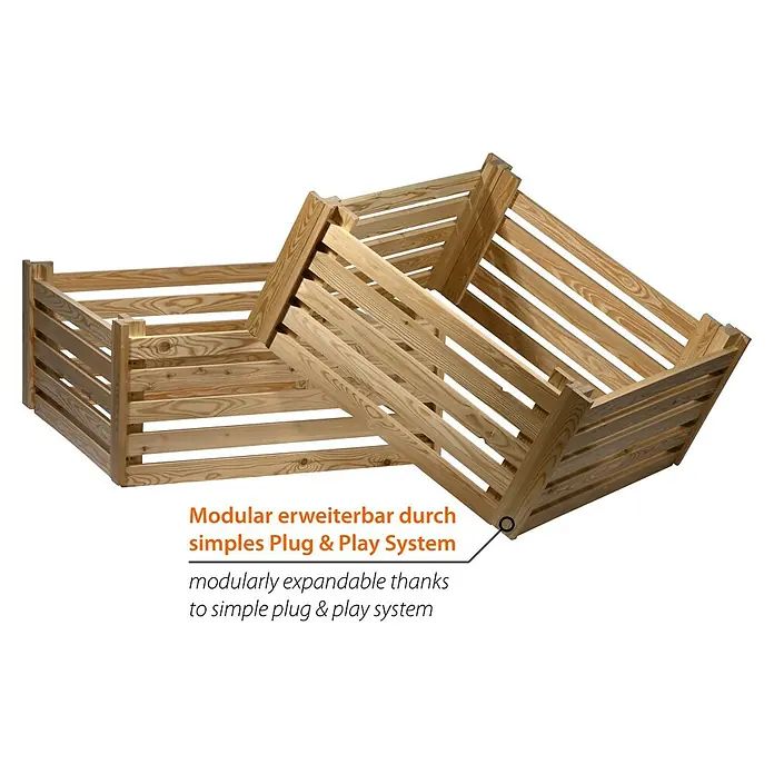 Dobar Komposter Semi - 350 l, 76 x 76 x 73 cm - Zwei hölzerne Hochbeete aus naturbelassenem Holz, ideal für den Garten oder Balkon, um Pflanzen stilvoll anzubauen.
