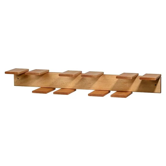 Dobar Gerätehalter groß - L x B x H: 96 x 15 x 14 cm, Rotbuche - Holzständer mit sechs Fächern zum Aufbewahren von Flaschen oder Gläsern, ideal für die stilvolle Präsentation in der Küche.