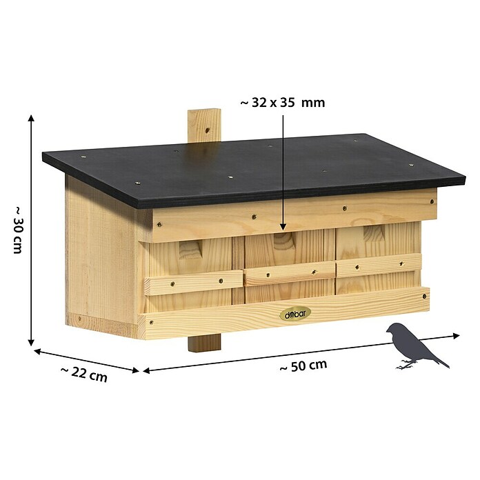 Dobar Nistkasten für Spatzen (50 x 22 x 30 cm, Holz, Natur) | BAUHAUS