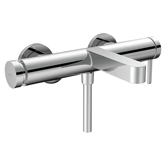 Hansgrohe Finoris Badewannenarmatur - Chrom - Verchromte Duscharmatur zur Wandmontage mit SELECT-Taste und flachem Bedienhebel.