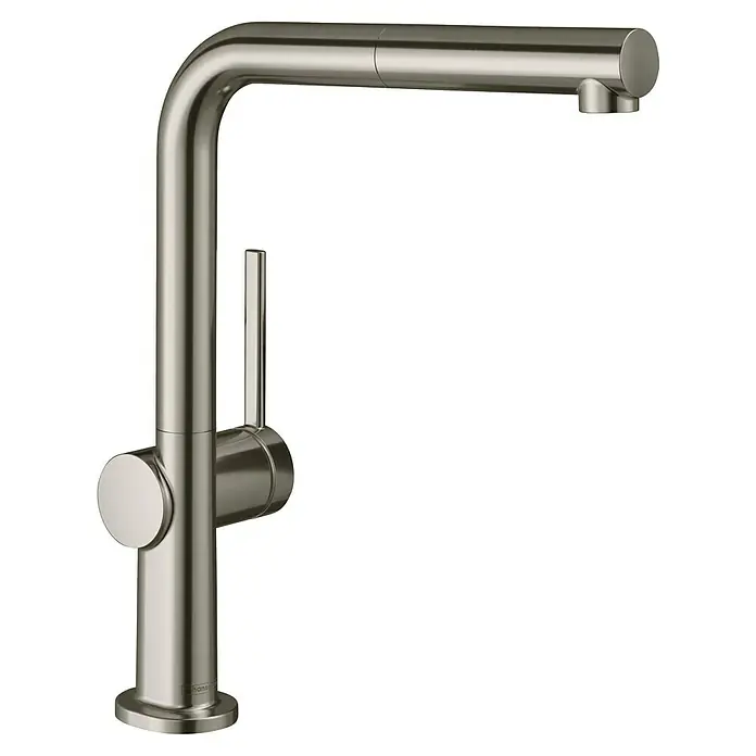 Hansgrohe Talis Spültischarmatur M54 - Höhe: 296 mm, Edelstahl Finish, Ohne sBox - Küchenarmatur aus gebürstetem Metall mit Ausziehbrause und Einhebelmischer.