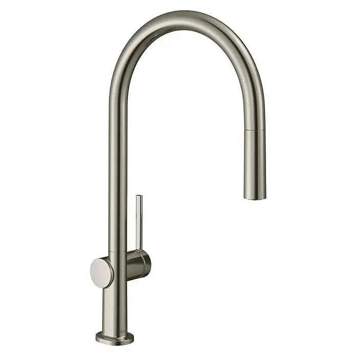 Hansgrohe Talis Spültischarmatur M54 - Edelstahl Finish, Matt, Durchflussmenge: 7 l/min - Küchenarmatur aus gebürstetem Metall mit hohem Auslauf, herausziehbarer Brause und Einhebelgriff.