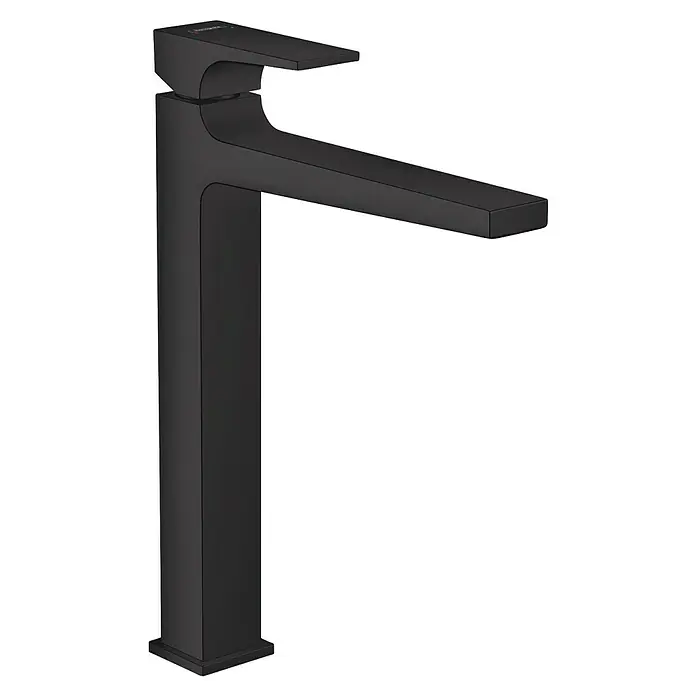 Hansgrohe Metropol Waschtischarmatur 260 - Schwarz, Höhe: 32,6 cm - Hoher, mattschwarzer Einhebel-Waschtischmischer im modernen, rechteckigen Design.