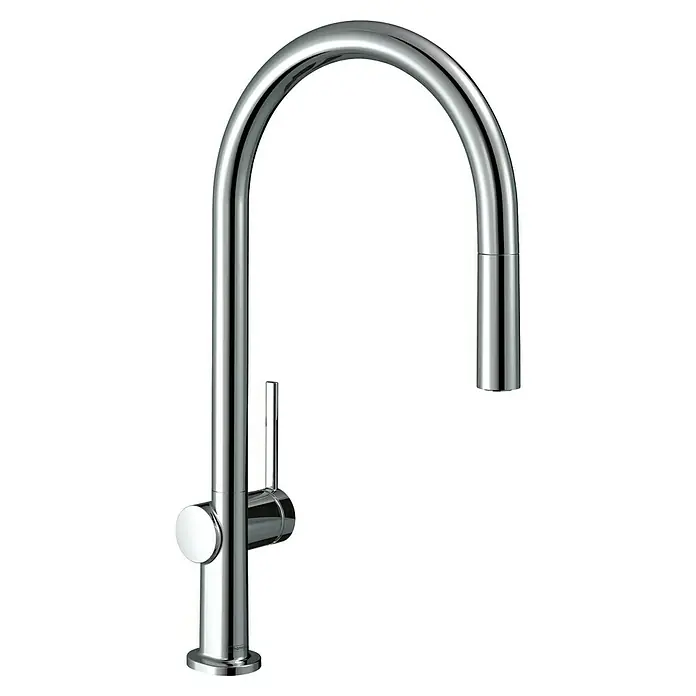Hansgrohe Talis Spültischarmatur M54 - Chrom, Glänzend, Durchflussmenge: 7 l/min - Glänzende Chrom-Küchenarmatur mit hohem Bogenauslauf, Einhebelbedienung und ausziehbarer Brause.