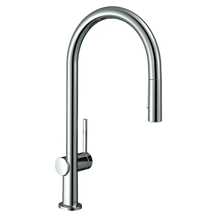Hansgrohe Talis Spültischarmatur M54 - Chrom, Glänzend, Durchflussmenge: 8 l/min - Polierte Chrom-Küchenarmatur mit hohem U-Auslauf, Einhebelmischer und Ausziehbrause.
