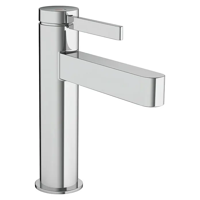 Hansgrohe Finoris Waschtischarmatur 110 CoolStart - Chrom, Höhe: 18,2 cm - Schlanke Chrom-Einhebel-Waschtischarmatur mit modernem rechteckigem Auslauf und Griff, mit Heiß- und Kaltwasseranzeigen.