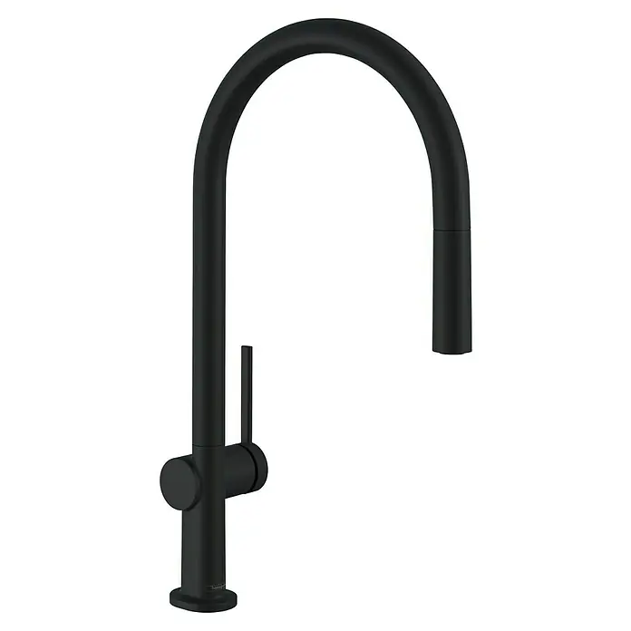 Hansgrohe Talis Spültischarmatur M54 - Matt Schwarz, Matt, Durchflussmenge: 7 l/min - Mattschwarze Küchenarmatur mit hohem Bogenauslauf und Einhebelmischer.