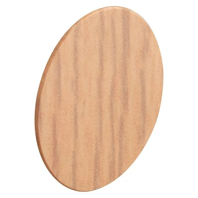 Stabilit Abdeckkappe - Durchmesser: 18 mm, Eiche - Ovale Holzscheibe mit Maserung. Perfekt für Bastelarbeiten, Dekorationen oder als Untersetzer. Natürliche Optik für jeden Raum.