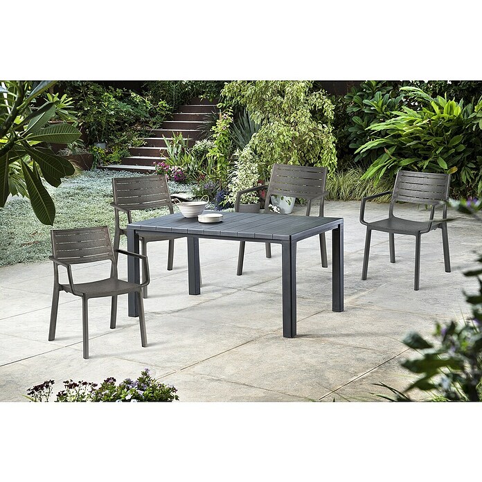 Keter Conjunto de muebles Julie + Metaline (5 pzs., Polipropileno, Grafito) | BAUHAUS