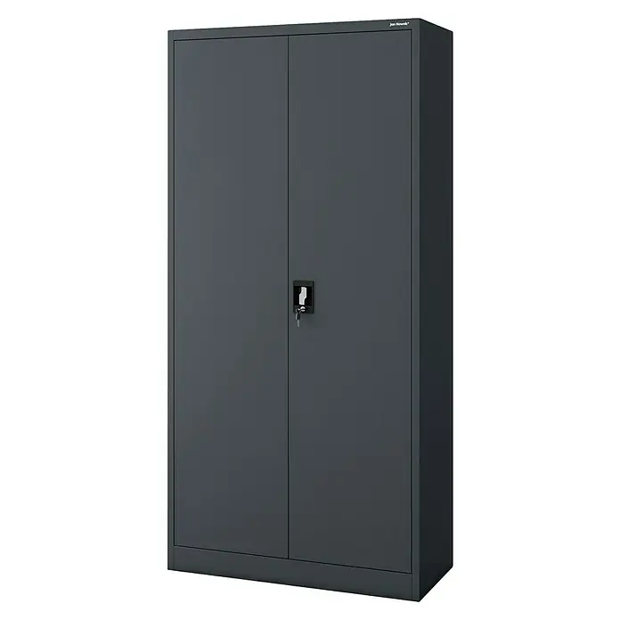 Jan Nowak Aktenschrank Jan - B x T x H: 90 x 40 x 185 cm, Anthrazit - Dunkelgrauer Metallschrank mit zwei Türen und Schloss mit Schlüsseln.