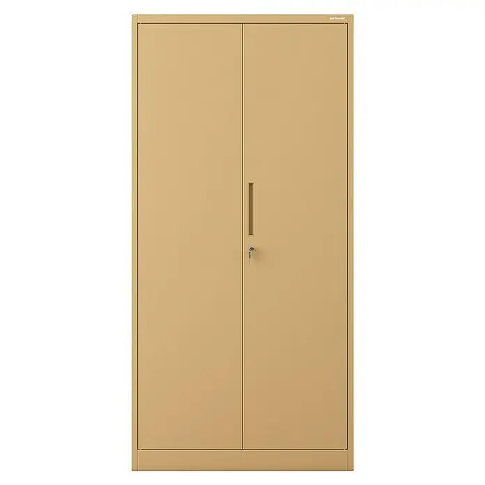 Jan Nowak Aktenschrank Jan - B x T x H: 90 x 40 x 185 cm, Beige - Beigefarbener zweitüriger Metallschrank mit Griffmulde und Schlüssel im Schloss.
