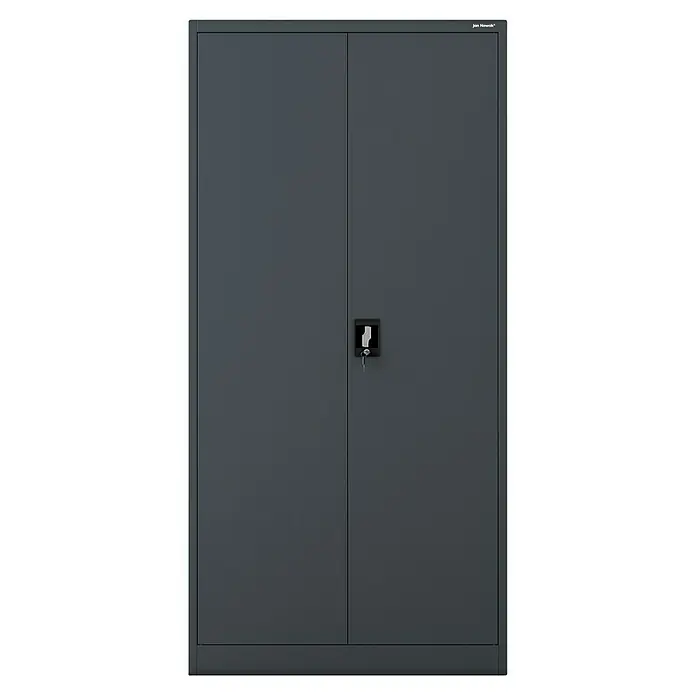 Jan Nowak Aktenschrank Jan - B x T x H: 90 x 40 x 185 cm, Anthrazit - Dunkelgrauer Metallschrank mit zwei Türen und Schlüsselschloss.