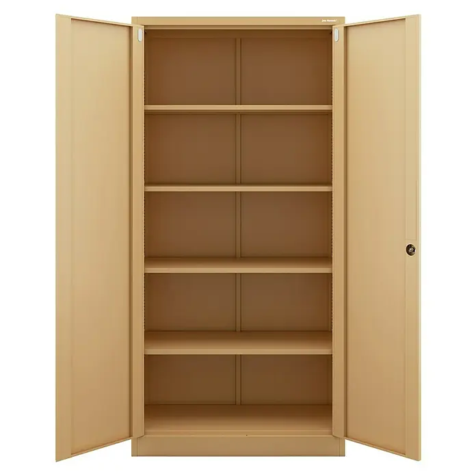 Jan Nowak Aktenschrank Jan - B x T x H: 90 x 40 x 185 cm, Beige - Offener beiger Metallschrank mit sechs Einlegeböden.