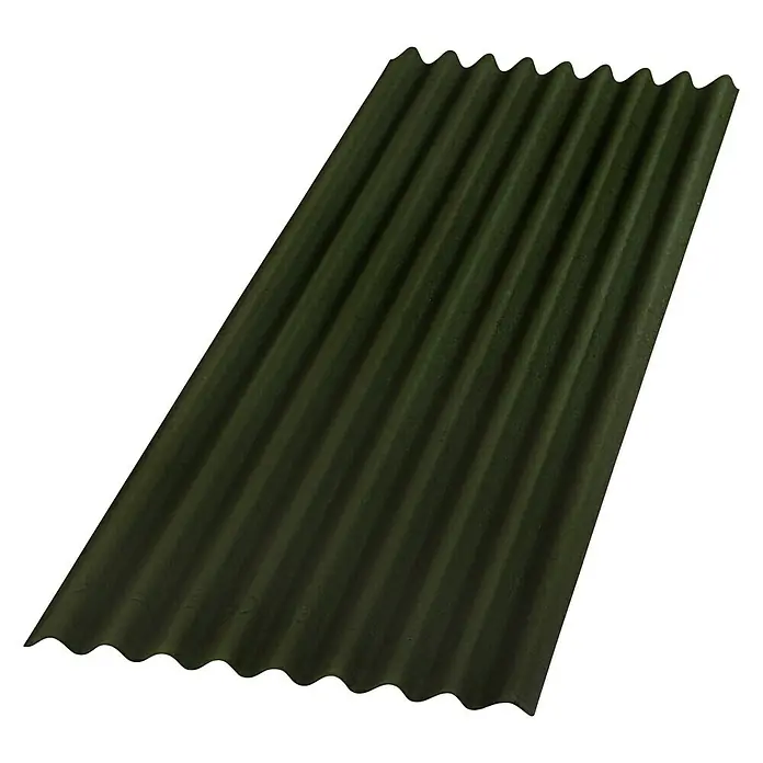 Onduline Lámina corrugada Base - 200 cm x 85,5 cm x 2,6 mm, Otros, Verde - Una lámina de cubierta de fibrocemento corrugado verde ideal para cubrir tejados y paredes y garantizar la protección impermeable.