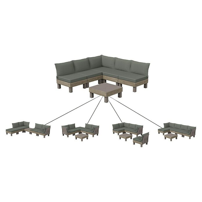 Keter Conjunto de muebles Elements (Número de personas máx.: 6, 7 pzs., Polipropileno, Verde/Madera) | BAUHAUS
