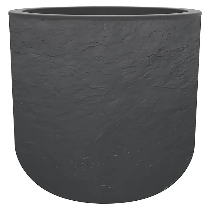 Pflanztopf Volcania Up - Außenmaß (Ø x H): 38,5 x 36,8 cm, Kunststoff, Anthrazit - Dunkelgrauer, texturierter, U-förmiger Pflanzkübel.