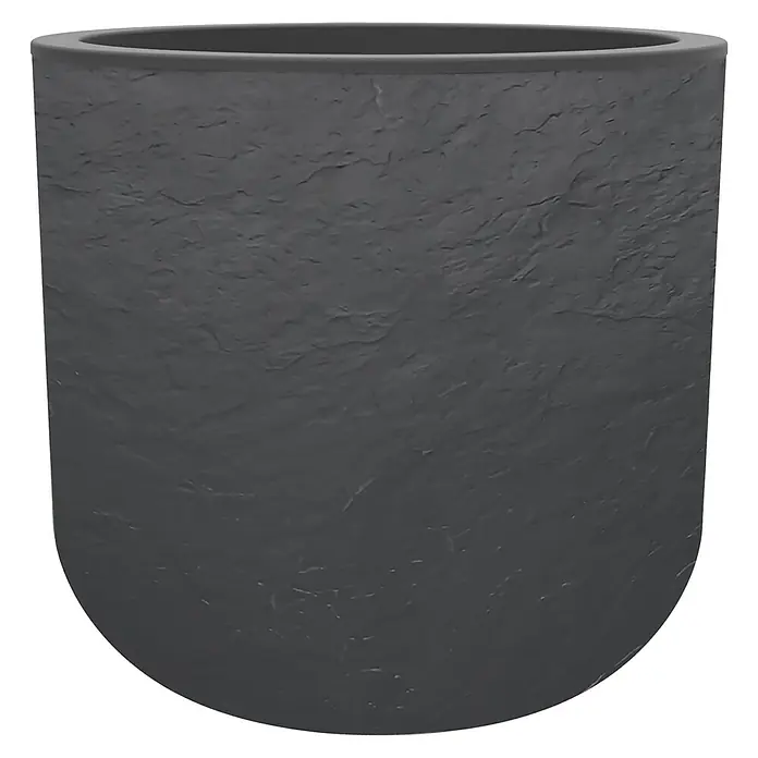 Pflanztopf Volcania Up - Außenmaß (Ø x H): 48,5 x 46,2 cm, Kunststoff, Anthrazit - Dunkelgrauer, texturierter U-förmiger Pflanzkübel.