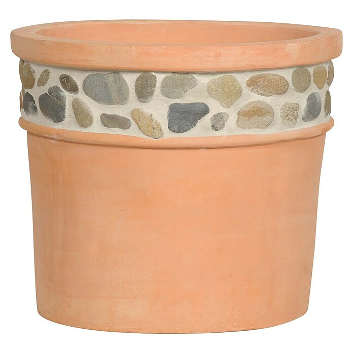 Pflanztopf Terracotta mit Stein-Dekorrand (Außenmaß (Ø x H): 48 x 40 cm, Naturmaterialien, Rund) | BAUHAUS