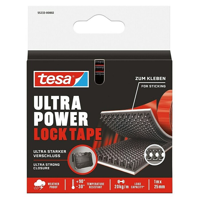 Tesa Ultra Power Klettpad Lock Tape (L x B: 1 m x 25 mm, Schwarz) | BAUHAUS