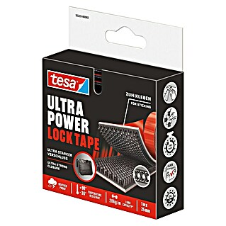 Tesa Ultra Power Klitten- en duffelstrips Lock Tape (l x b: 1 m x 25 mm, Zwart)