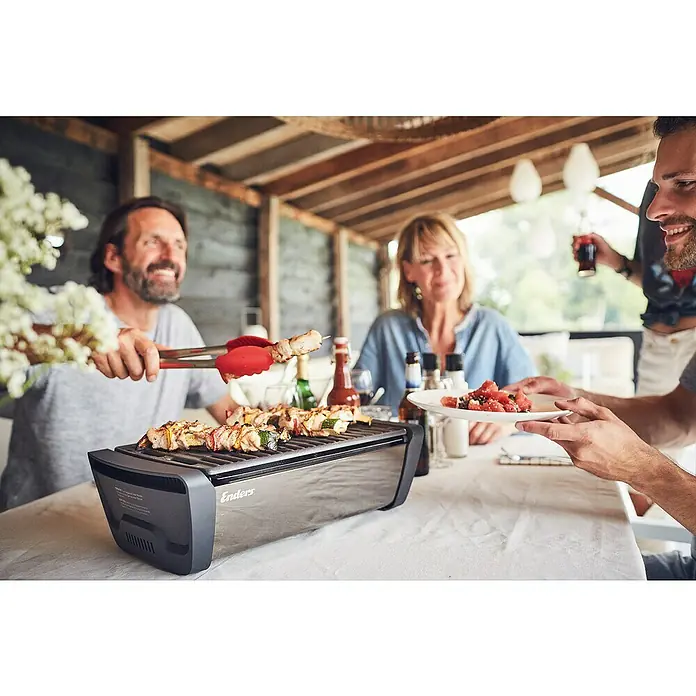 Enders Elektrogrill Aurora - MIrror-Schwarz, Grillfläche (B x T): 37 x 25 cm - Enders Elektrogrill, Edelstahl und Schwarz, zum Grillen von Spießen bei einem geselligen Beisammensein.