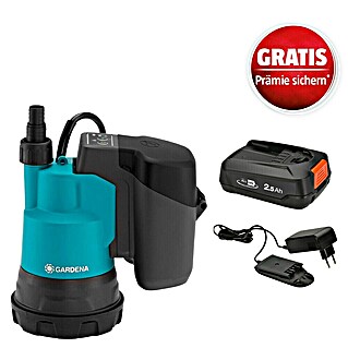 Gardena Power for All 18V Akku-Klarwasserpumpe (18 V, 1 Akku, Max. Fördermenge: 2.000 l/h)