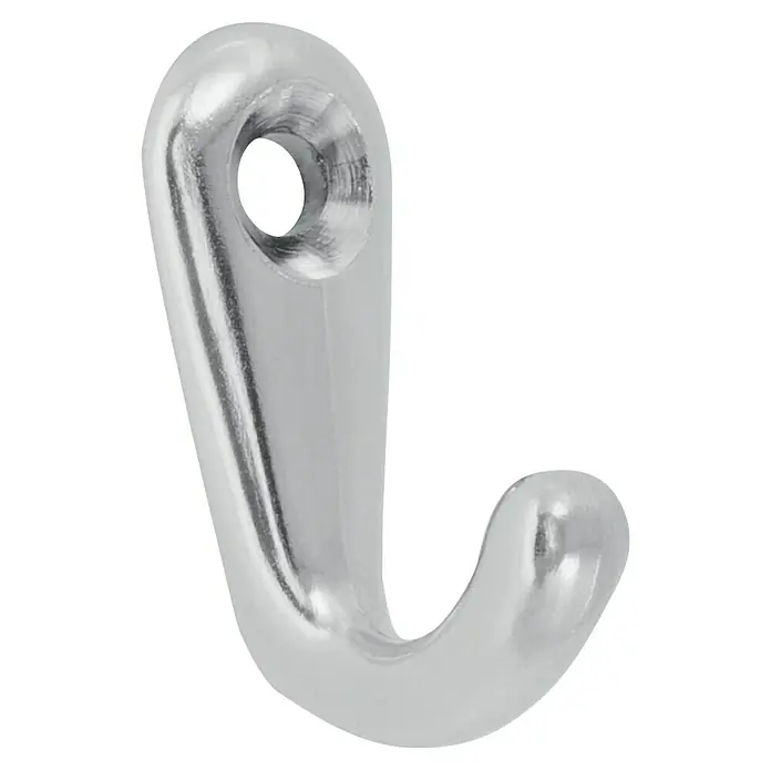 Walteco Garderobenhaken Prim - L x B x H: 30 x 12 x 21 mm, Gesamtstückzahl: 2 Stk., Verzinkt weiß - Glänzender silberner Metall-Wandhaken mit Befestigungsloch oben.